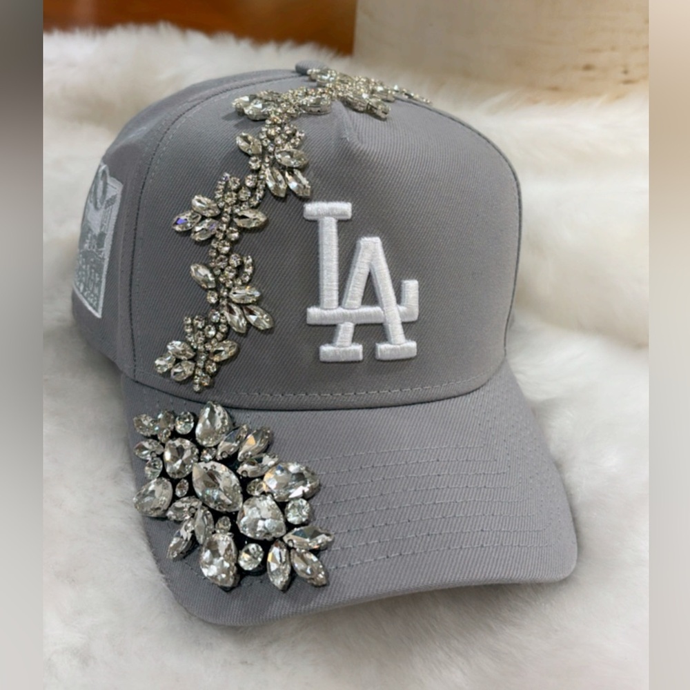 New Era Gray Hat with Crystal Embellishments